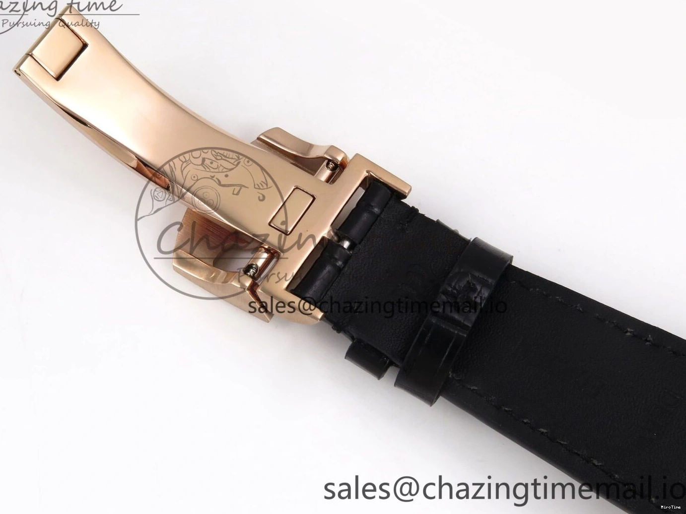 MIROTIME 0110 Portugieser Automatic 42mm RG APSF 1:1 Best Edition Black Dial on Black Leather Strap A Original 7007